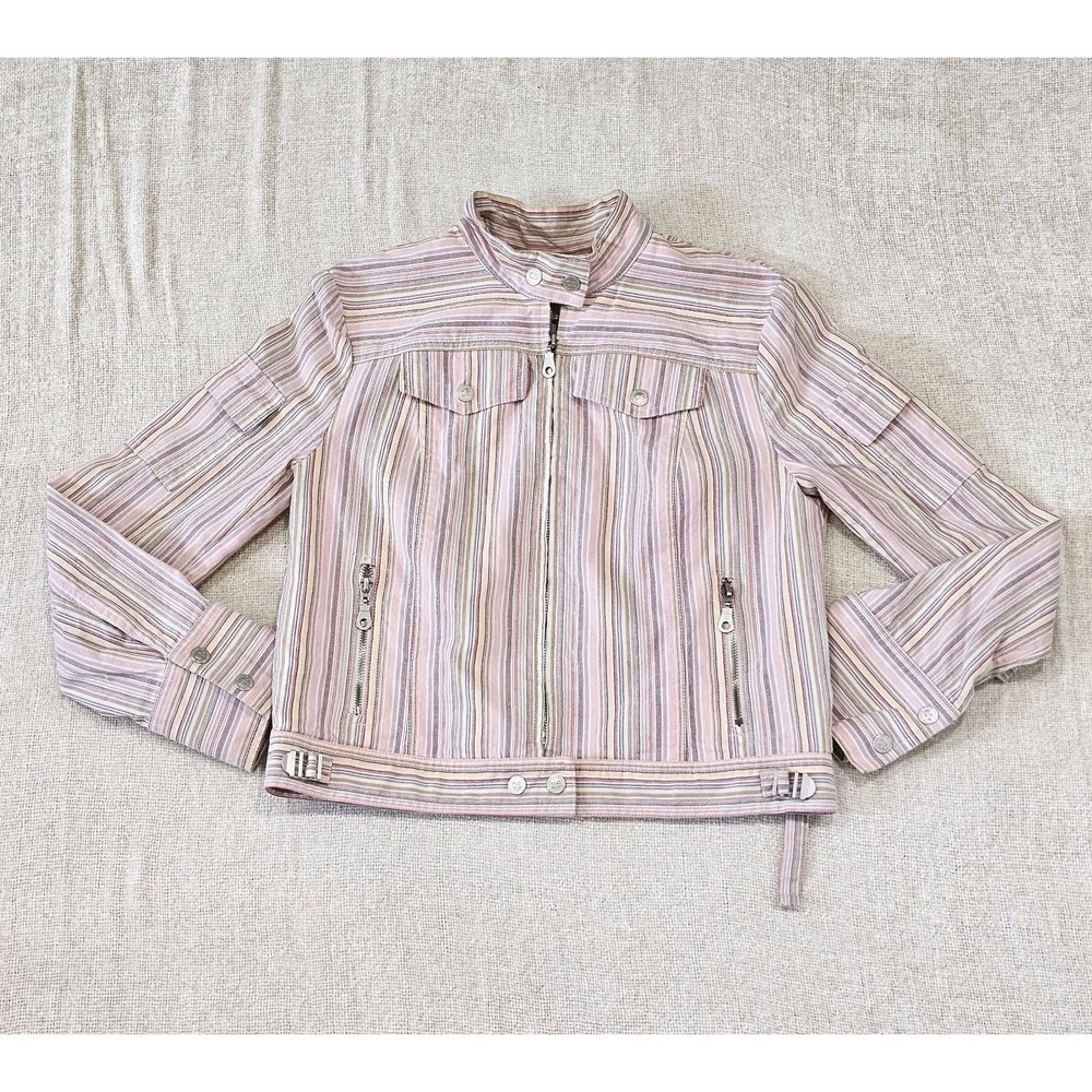 Pop Y2K Cynthia Steffe Pastel Stripe Zip Front Jacket Size Juniors Large